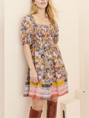 Velvet by Graham & Spencer Multicolor Floral Cotton Dress Size Small